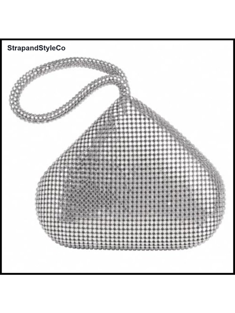 Glitter Triangle Wristlet Purse Metallic Mesh Evening Handbag
